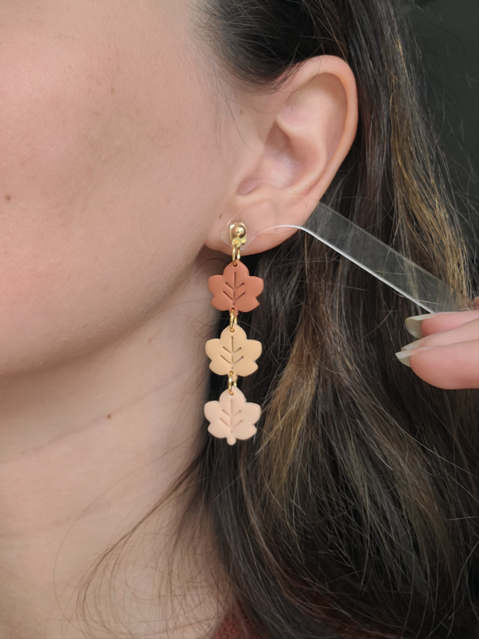 Light Tri-color Leaves Earrings