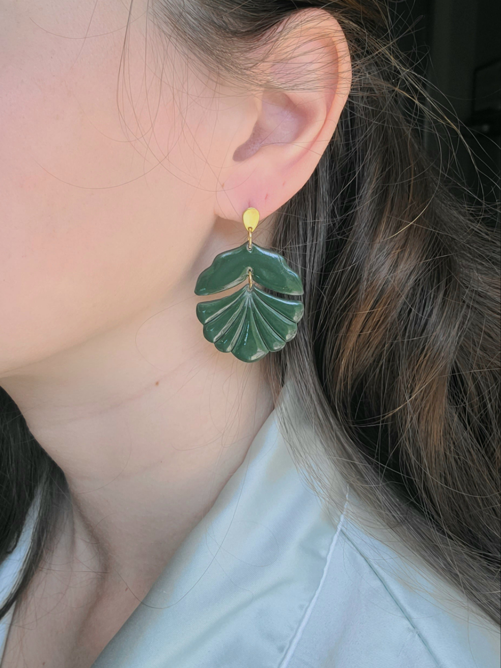 Green scallop dangles