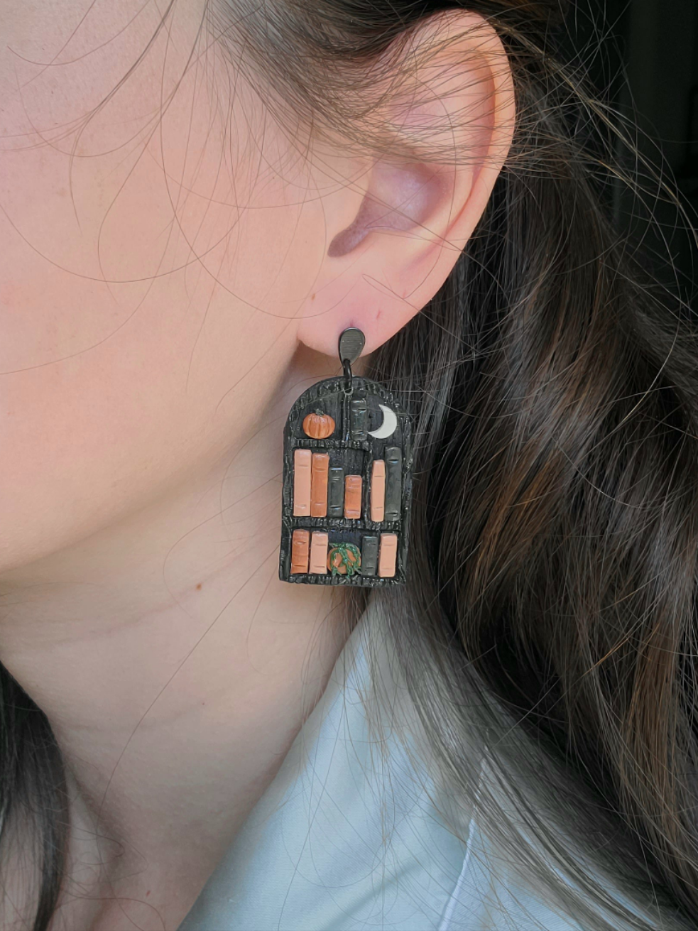 Arched Bookshelf Earrings