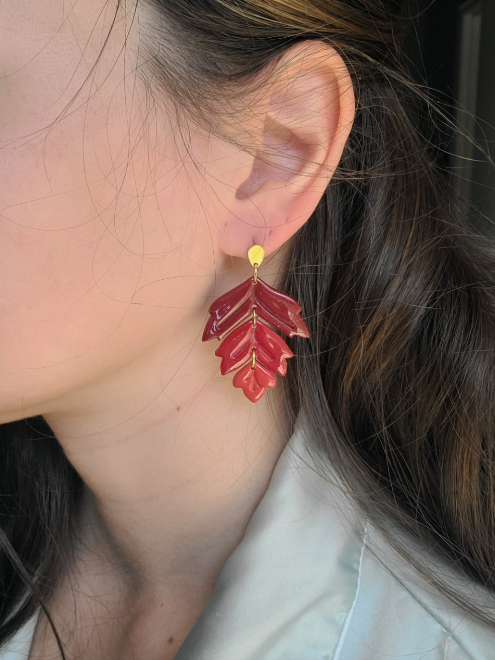 Red Tricolored Leaf Dangles