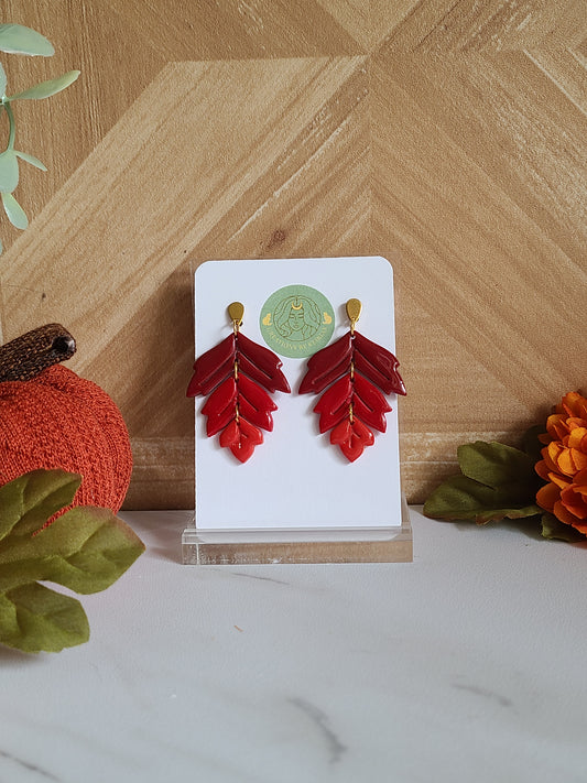 Red Tricolored Leaf Dangles