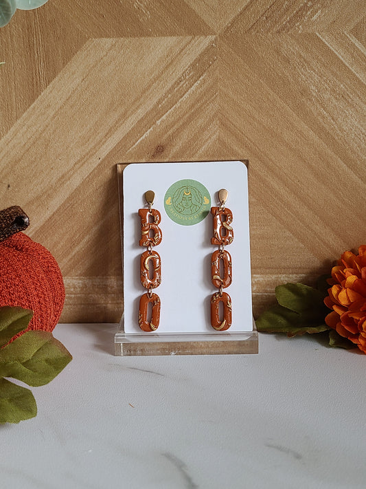 Terracotta and bronze textured "Boo" dangles